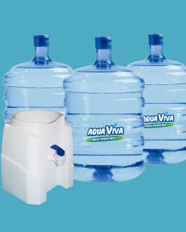 3 Bidones con Agua Purificada + Dispensador Manual